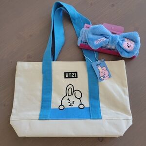 BT21 Cooky Tote Bag and Headband Set